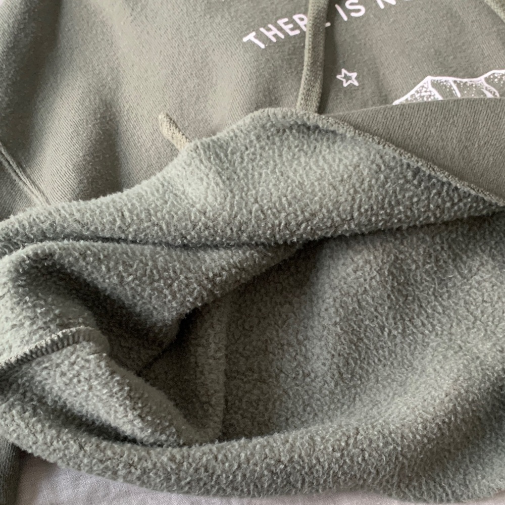 There is No Planet B Olive Green Cropped Hoodie with Environmental Print - Picture 5 of 10